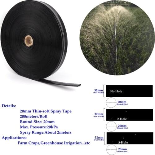 Wholesale 200m/Roll 3/4" Φ20mm Thin-soft Spray Tape Micro Irrigation Hose Crops Irrigation Spray Drip Tape Flex Water Pipe