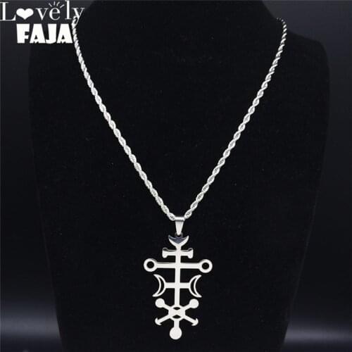 Lovely FAJA Sceal Sigil of Lilith Stainless Steel Satan Necklace Men Minor Key Necklace Hidden Seal Goetia Sign Jewelry N1051S03
