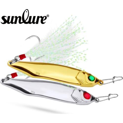 Sunlure New 1PC Spoon Lure 10G/15G/20G/28G/35G Metal Fishing Bait 2 Colors Spoon Bass Baits With Hook Fishing Tackle DW391
