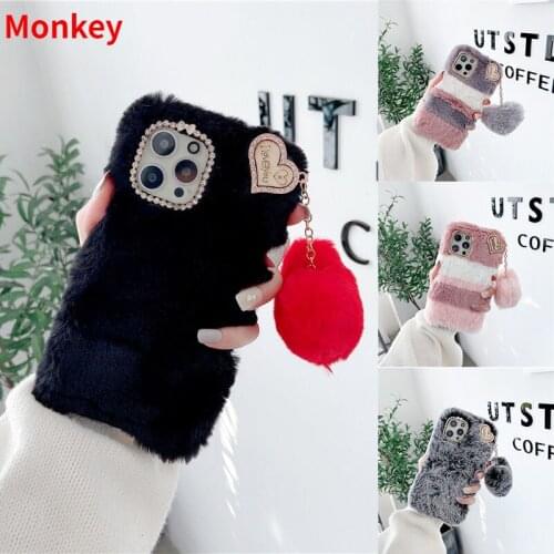 Luxury Winter Fundas Lovely Plush Rabbit Case For VIVO V20SE V19 V17 V15 Y19 Y17 Y15 Y12 Y11 X60 X50 S1 Pro Vivo Y20 Back Cover