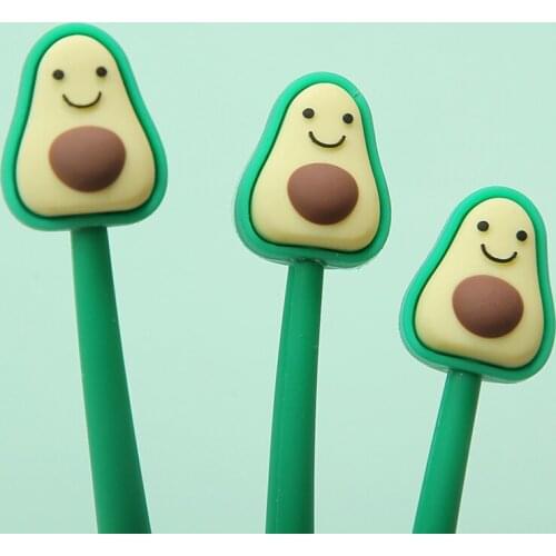24Pcs Korean Cute Funny Stationery Pens Silica Gel Avocado Office Kawaii Ballpoint Rollerball School Accessory Goods Stationary