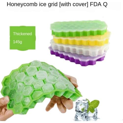 Honeycomb silicone ice tray with lid, thickened 37-cell honeycomb foldable diy ice cube mold