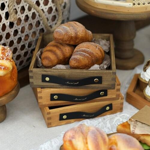 SWEETGO Wood Trays with handle 20cm 1 Piece Dessert Plate Tableware Party Supply Home Decoration cupcake stands