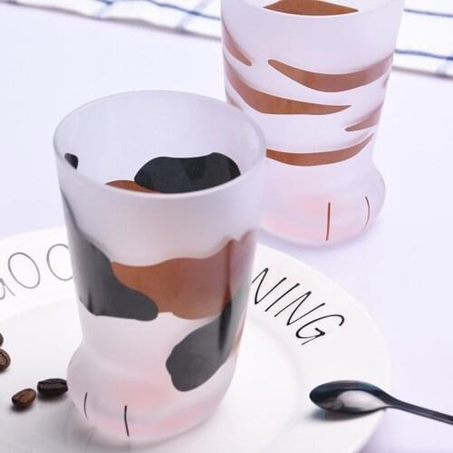 Japanese-style 300ml Creative Cute Cat Paws Glass Tiger Paws Mug Office Coffee Mug Tumbler Personality Milk Cup Gift