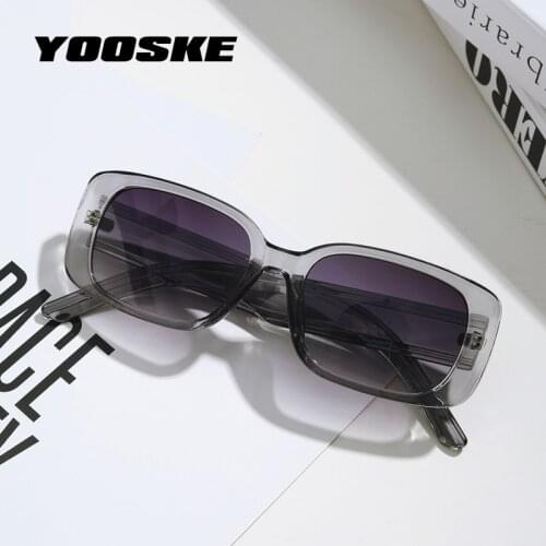 YOOSKE Vintage Square Sunglasses Women Men Luxury Designer Rectangle Sun Glasses Ladies Gradient Pink Eyewear UV400