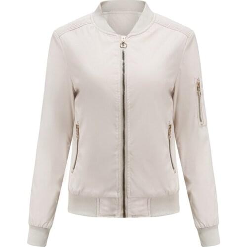 Autumn Winter Women Jacket Fashion Thin Cotton Coats Casual Long sleeve Zipper Pink Red Black Jacket Women Loose Outwear H340