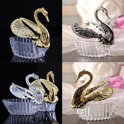 1PC Creative New Wedding Candy Box Little Swan Transparent Boxes Seeds Plate Acrylic Snack Gift Sunflower N0D0