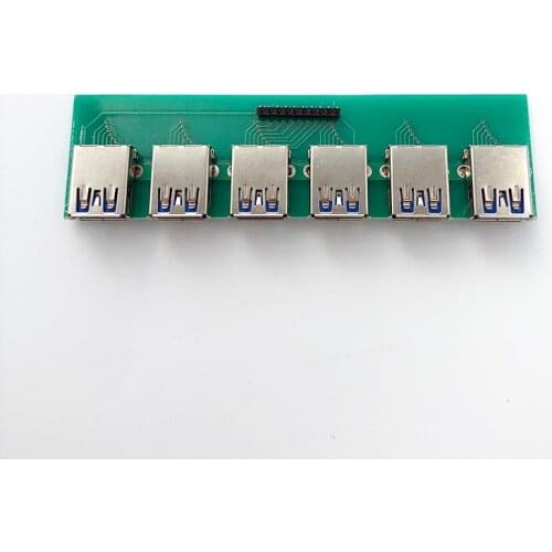 1pc USB 3.0 Female test board 6pin connector 6 USB Female Connector B Type PCB Converter Breadboard USB switch Board SMT Mother