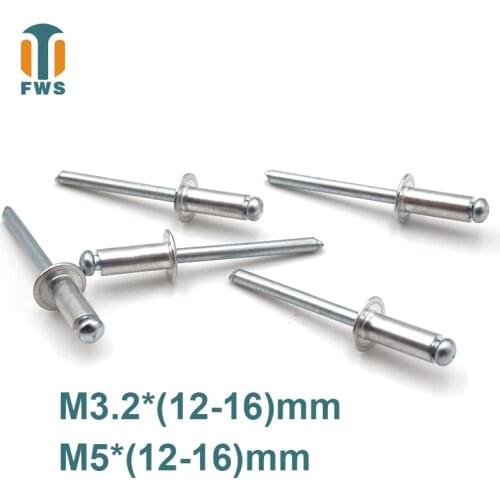 10 PCS M3.2/M5 12-16mm DIN EN ISO 15977 GB /T 12618.1 Aluminum Open End Blind Rivets Pop Rivets With Protruding Head