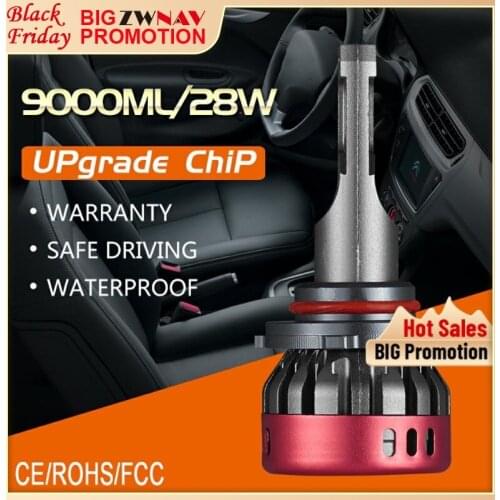 2Pcs Car Headlights Bulbs LED H7 H4 H11 9006 9005 90W 9000LM Decoder Automobile Lamp Headlamp Front Fog Lights 6000K 12V Auto