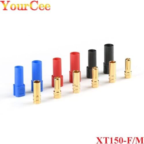 2Pcs/1pair XT150 AMASS Connector Adapter Male/Female Plug High Rated Current For RC LiPo Battery Gold-plated With Protective Hub