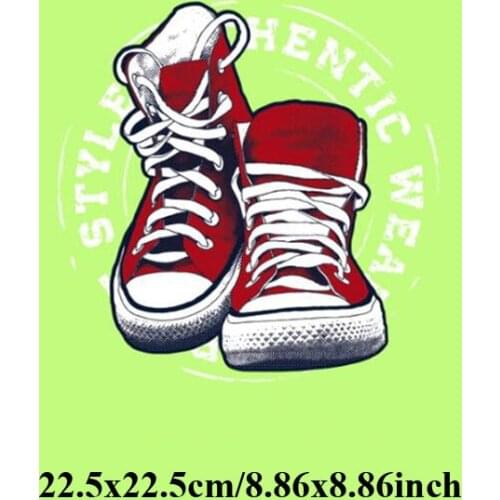 20pcs Sport Shoes Sneakers Vinyl Patches Iron On Patch For Clothing Heat Transfer Appliques Jeans Jacket Patchwork Biker Badge