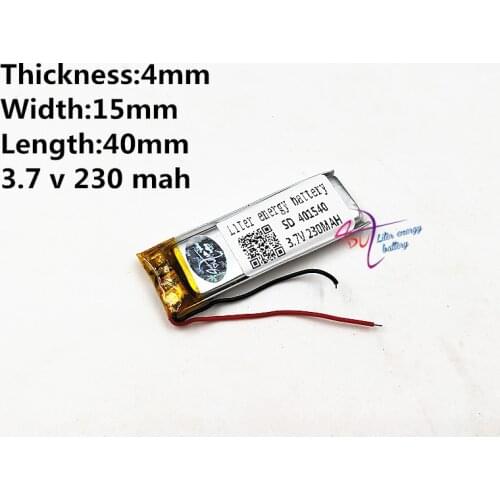 3.7V polymer lithium battery 401540 230mah Liter energy battery bluetooth headset miniature camera core