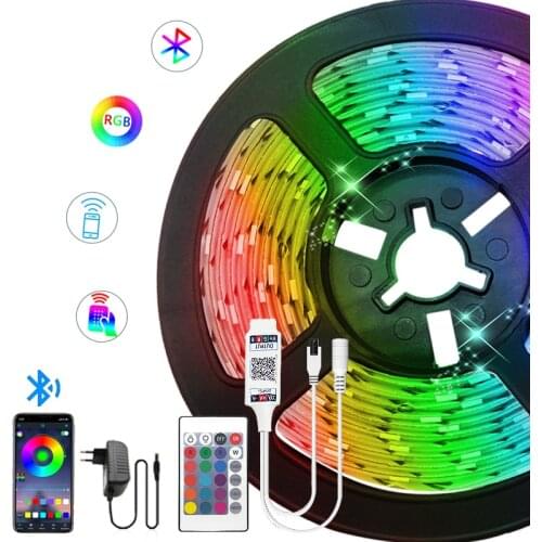 5M 10M 15M Bluetooth LED Strip Light 12V 5050 SMD 2835 Diode Tape RGB LED Ribbon Flexible Lights With IR WiFi Bluetooth control