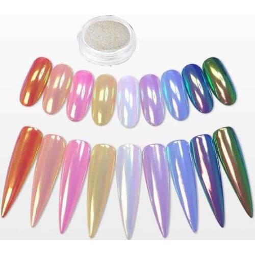 Aurora Opal AB UNICORN CHROME Mermaid Nail Art Powder Pigment - New Nail Trend 2017 Holo Mirror Powder Aurora Pigment
