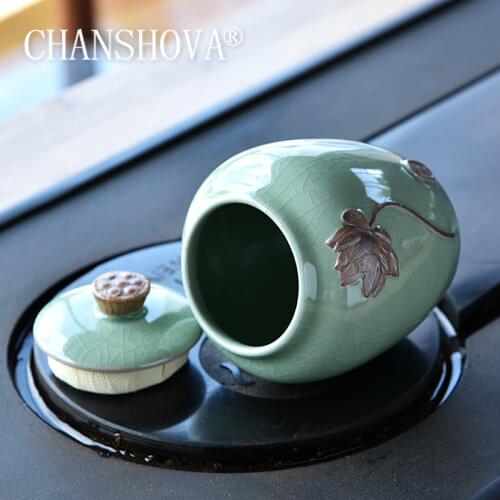 CHANSHOVA Chinese retro Crackle Ceramic Tea Box Tea caddy Sealing Moistureproof China Porcelain Storage Container H034