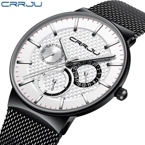 Men Watches CRRJU Luxury Famous Brand Mens Fashion Casual Dress Watch Military Quartz Wristwatches Date Relogio Masculino Saat