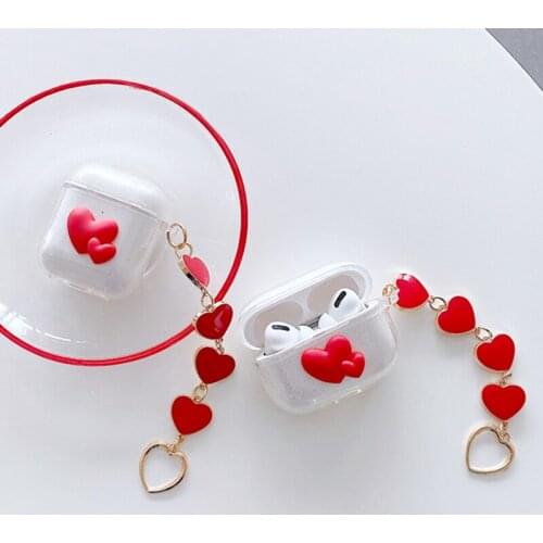 For Airpods 1 2 Pro3 Case Glitter Cute Love Chain Protective Bluetooth Earphone Case airpod For Airpods 1 2 Pro3 Cover
