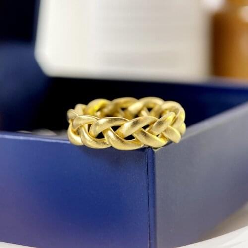 DIWENFU 14K Gold Jewelry Ring for Unisex Sterling Silver Color 925 Wedding Ring for Couples Hip-hop Wedding Bands Jewelry Female