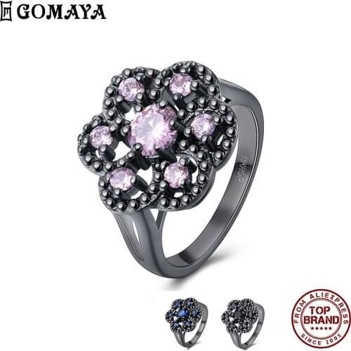 GOMAYA Plum Flower Cubic Zirconia Rings Vintage Punk Style Women Ring Romantic Party Birthday Gift Fashion Jewelry New Arrival