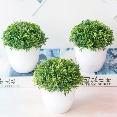 Artificial plants Potted Plant Bonsai Plastic Flowerpot Ornaments Simulation Flower Grass Birthday Party Decor Home Office Desk