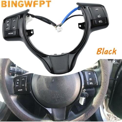 Black Steering Wheel Buttons Bluetooth Phone Cruise Control Volume Switch For Toyota Yaris 2012-2017 Verso-S 2012-2014