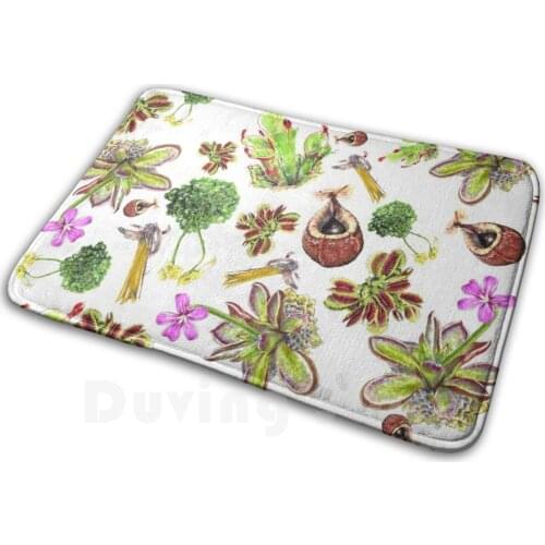 Carnivor Plants Mat Rug Carpet Anti-Slip Floor Mats Bedroom Carnivorous Plant Succulent Bromeliad Flowers Pitcher Pattern