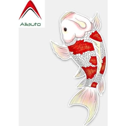 Aliauto Beautiful Cartoon Car Sticker Fashion Red with White Koi Carpr Waterproof Sunscreen Decal Accessories PVC,16cm*7cm