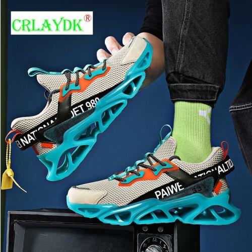 CRLAYDK Men Running Shoes Breathable Street Boys Mesh Blade Non Slip Sneakers Fashion Soft Sole Casual Walking Increased Tennis