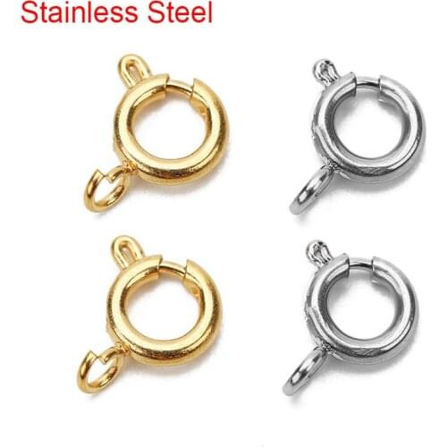 10pcs Round Stainless Steel Lobster Clasps Hooks Diameter 6mm Gold Color End Connector Clasps For Diy Necklace Jewelry Making