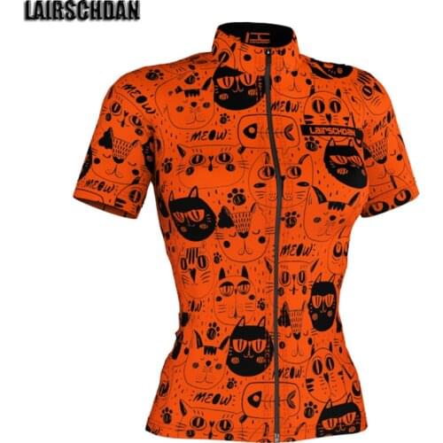 LairschDan 2021 funny cat cycling clothing women short sleeve bicycle jersey mtb riding wear bike clothes ropa ciclismo mujer