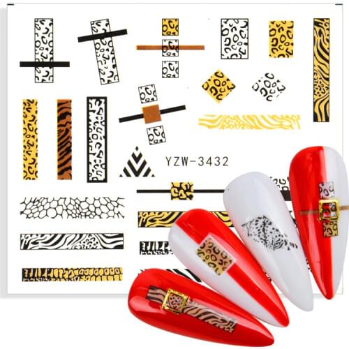 Leopard Sexy Animals Stickers for Nails Letter Designs Water Tattoo Foil Nail Art Decals Gel Polish Slider