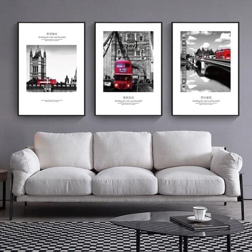 London Red Bus Cityscape Prints Modern Poster Canvas Print Painting Wall Art Living Room Home Decoration
