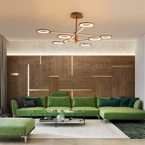 Chandelier circle inside light aluminum led lamp bedroom living room study hallway Indoor Lighting RC Dimmable Chandelier