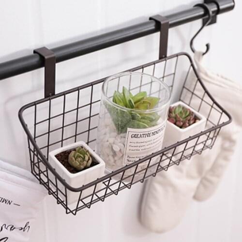 Small Dormitory Bedside Hanging Basket Solid Color Iron Storage Rack Hanging Bathroom Drain Basket