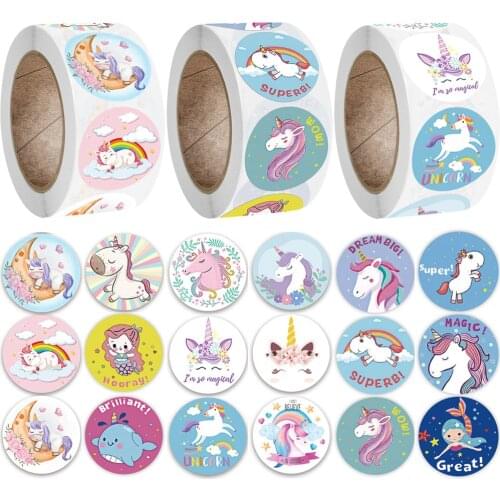 Cute Toy Scrapbook Encouragement Reward Stickers Unicorn Mermaid for Kids Sticker School Teacher Motivational Student Story Game