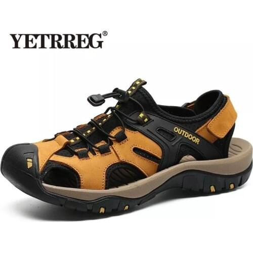 2019 New Men Summer Sandals Genuine Leather Casual Shoes Man Roman Style Beach Sandals Brand Men Summer Sneakers Size 38-48