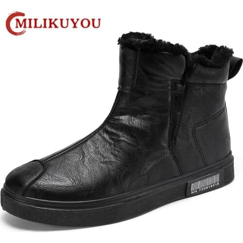 2021 Winter Men Boots Snow Boots Man Plush Keep Warm Outdoor Round Head Black Mens Platform Ankle Boot Fashion Designer Shoes