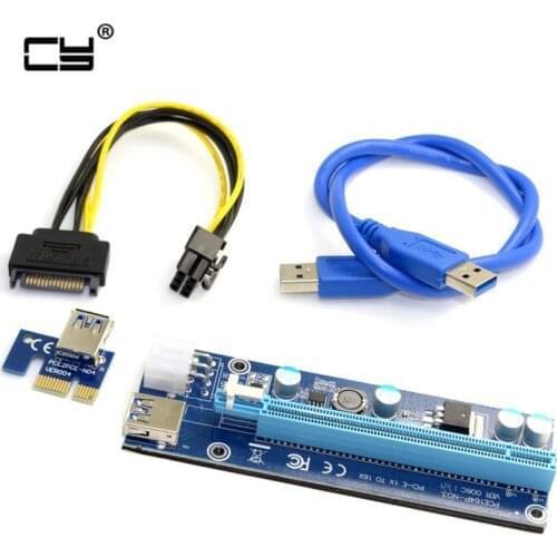 New Pcie Pci-e Pci Express Riser Card 1x To 16x GPU Usb 3.0 Extender Riser X1 X16 Card Adapter SATA 6Pin Power Cable For Miner