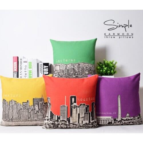 New York pillow cover, Pop American city scenery Washington Houston Las Vegas throw pillow case pillowcase wholesale