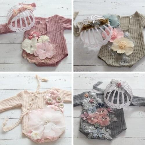 Baby Girl Embroidered Flower Clothes And Headband Photo Clothing Studio Shooting Accessories Outfits