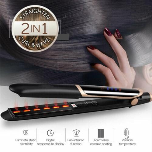 Professional Hair Straightener Curler Hair Flat Iron Negative Ion Infrared Hair Straighting Curling Iron Corrugation LED Display