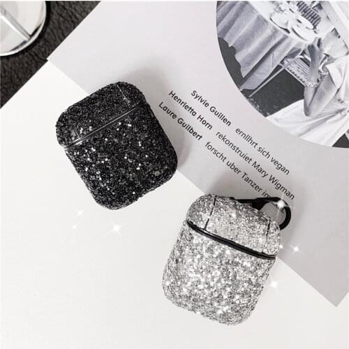 Luxury Glitter Bling Sequin Wireless Earphone Charging hard Cover for Apple AirPods 1 2 Bluetooth Headset case