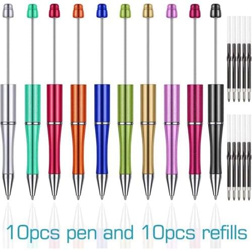 10pcs Pens and 10pcs Refills Beaded Pen DIY Creative Wedding Birthday Gift Gel Pens Wedding Gifts for Guests Party Favors