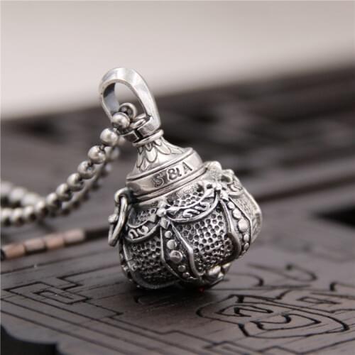 Silverware S925 Sterling Silver Thai Silver Retro Pendant Shang Shang Lao Jun Alchemy Furnace Ga Cang Bottle Pendant
