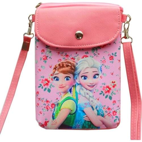 Cute Disney Frozen princess messenger bag pu leather girl snack bag ladies convenient Messenger cell phone bag frozen Elsa Anna