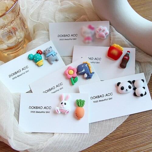 Cute Cartoon Stud Earrings for Girls Women Dinosaur Bear Frog Panda Bear Cat Flower Korean Style Fashion Kids Jewelry