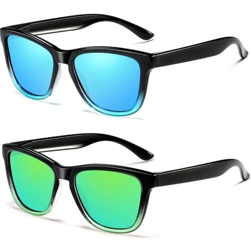2-Pack Vintage Square Polarized Sunglasses for Men Driving Shades Women Designer Retro Mirrored Lens Classic Sun Glasses UV400