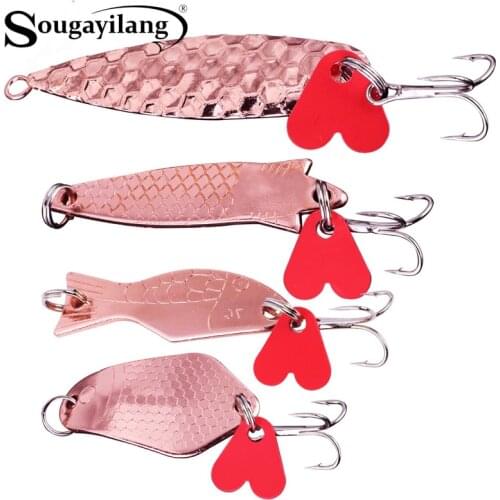Sougayilang 4pcs Fishing Lures Metal Spinner Spoon Hard Baits Sequins Multicolor Paillette Treble Hook Carp Fishing Tackle Tools
