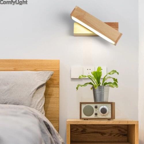 Modern LED Wood Wall Lamp Switch Design Sconces Bedroom Atelier Lighting Kid Restroom Bedroom Bedside LED E27 Night Loft Simple